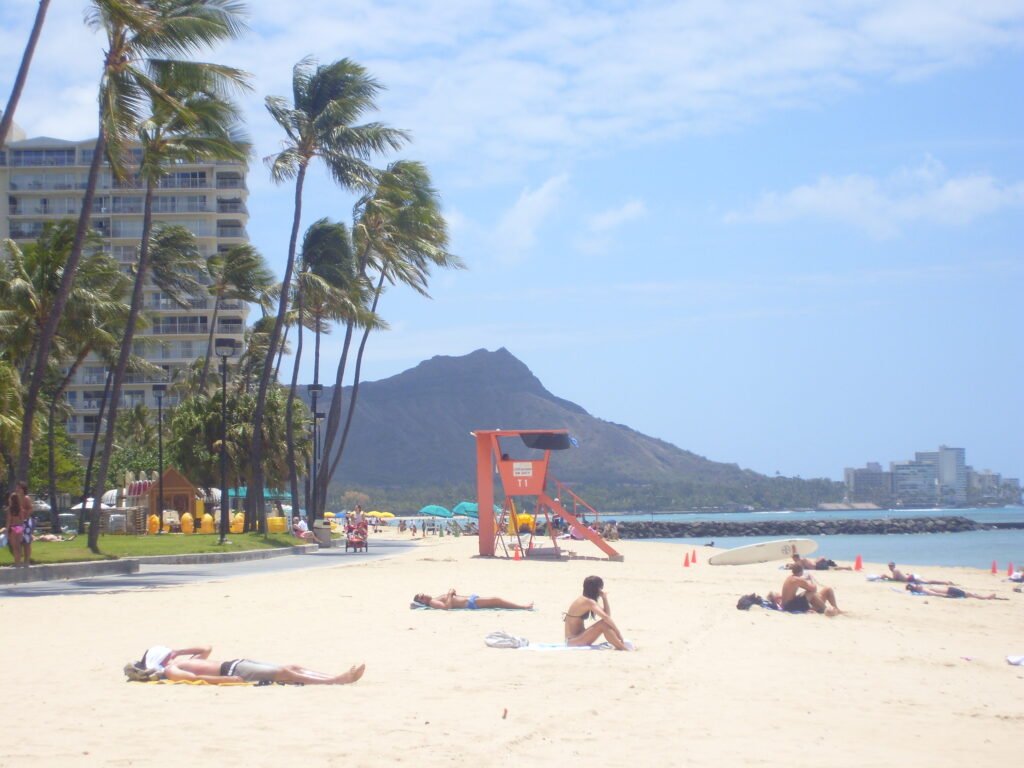 Oʻahu Travel Guide Waikīkī Beach with Diamond Head in the background on Oʻahu