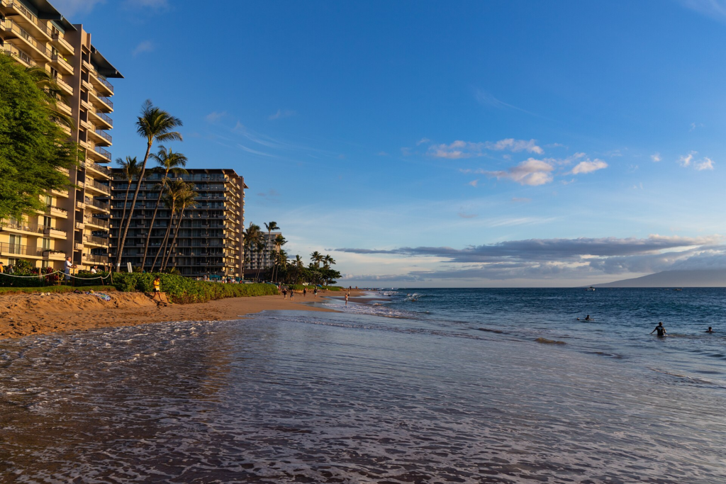 Kāʻanapali Beach and Black Rock on the west coast of Maui