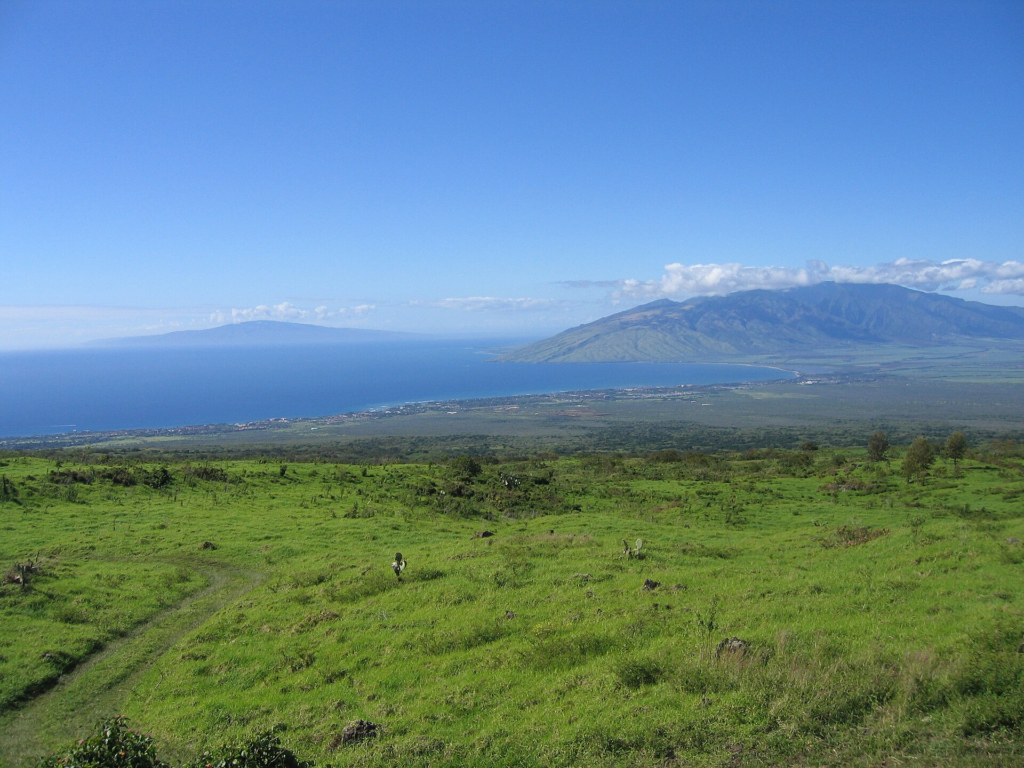 Upcountry Maui on the slopes of Haleakalā with distant island views